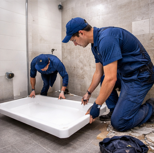 Instalación de plato de ducha antideslizante